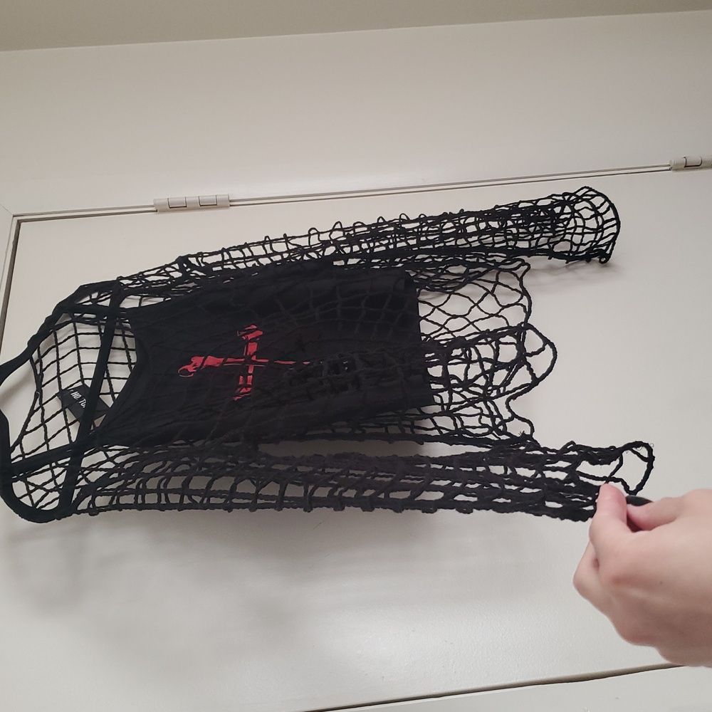 Hot Topic Black and Red Mesh Crop Top - Picture 5 of 16